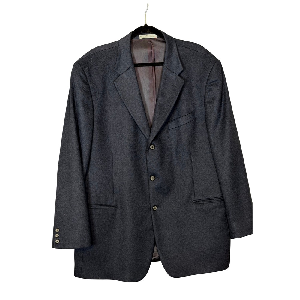 Emanuel Ungaro Cashmere Wool Blazer 48 Navy Blue Old Money Timeless Corp Luxury